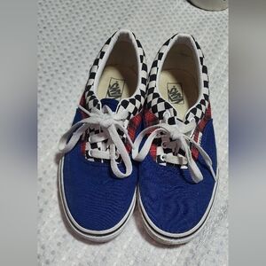 VANS EUC UNISEX SIZE YOUTH 6.5 CHECKERED OFF THE WALL SNEAKERS SHOES